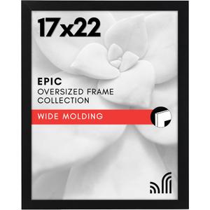Americanflat 17x22 Picture Frame with Polished Plexiglass - Black Picture Frame - Wide Photo Frames Made of Engineered Wood for Vertical or Horizontal Wall Display - Epic Collection - Black