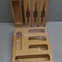 Calmbee 9 IN 1 Storage Bag Organizer for Kitchen Drawer, Bamboo Foil and Plastic Wrap with Cutter, Organizers Compatible Gallon, Quart, Sandwich Snack Size (Natural)