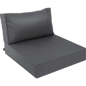 AAAAAcessories Outdoor Deep Seat Cushions, Waterproof, Fade-Resistant Patio Furniture Replacement Cushions, 23.5" x 25.5" x 5" + 23.5" x 13.5", Dark Gray