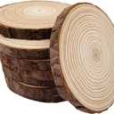 Unfinished Natural with Tree Bark Wood Slices 9 Pcs 5.1-5.5inch Disc Coasters Wood Coaster Pieces Craft Wood kit Circles Crafts Christmas Ornaments DIY Crafts with Bark for Crafts Rustic Wedding