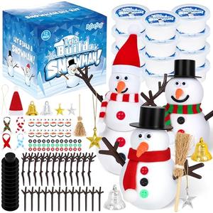 12 Pack Christmas Crafts for Kids, Build a Modeling Clay Snowman Kit, DIY Indoor Christmas Party Favors, Air Dry Clay Art Activity Present for Stocking Stuffers Party Favor Winter Holiday