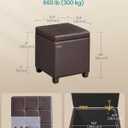 SONGMICS Square Storage Ottoman, Foot Stool Footrest with Legs, Ottoman Cube with Hinged Lid, for Living Room, Bedroom, 16.9 x 16.9 x 18.1 Inches, Synthetic Leather, Deep Burgundy ULOM519RF01