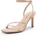 DREAM PAIRS Womens High Stilettos Heels Open Toe Square Sandals Ankle Strap Pumps Sexy Comfort Strappy Dress Shoes Party Wedding Heeled Sandals (6, Nude)