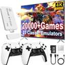2025 Upgrade Retro Game Console Stick Pro,Built-in 23 Emulators 20,000+ Games,Retro Gaming Console 64GB TF Card,Dual 2.4GHz Wireless Controllers,Game Stick 4K HDMI Plug and Play Video Games for TV