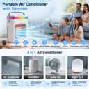 2026 New 4-in-1 Portable Air Conditioner, Sound 30dB Mini AC Unit, 12H Runtime, 1000ML Evaporative Air Cooler, 3 Speed & 2 Mist, Remote, USB, Timer, 7-Color LED for Bedroom Office Car - 1 PCS