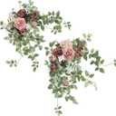 Ling's moment 2PCS Artificial Floral Swags Centerpieces Wedding Flower Rose Garland Greenery Arrangements for Sweetheart/Head Table Decor Wedding Car Wall Arch Garden Decor | Dusty Rose & Mauve