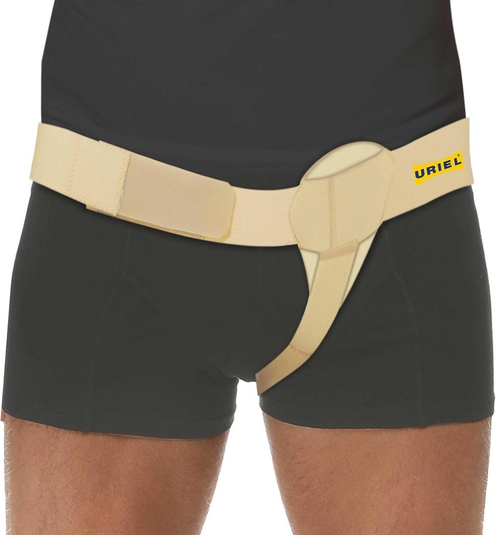 URIEL Hernia Belts for Men I Fits Left Side I Inguinal Hernia Belt for Men I Hernia Support I Pre & Post Surgery Hernia Truss I Adjustable Waist Strap with Compression Pad I Cream, XL Size