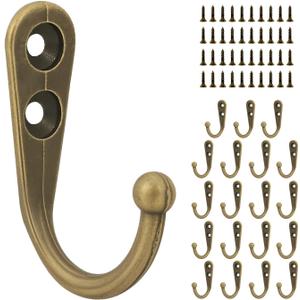 20 Pcs Small Key Hooks for Hanging, Key Holder, Wall Mount Hook with Stainless Steel Metal Screws, Command Hooks Utility Hangers for Key, Hat, Cup, Coat, Picture (Bronze)
