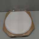 Mayfair Bennett Toilet Seat with Chrome Hinges, Slow Close Wood Seat, Secure Metal Hinges, Easy Install, Made in USA, Round, White