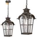NAXTTII 18.5 Inch Large Outdoor Pendant Lights Waterproof Aluminum Hanging Lantern Light with Water Ripple Glass Oil Rubbed Bronze Outdoor Chandelier for Porch Yard Gazebo