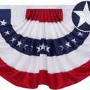 Homissor American Flag Bunting Outdoor 2x4 Ft USA US Pleated Fan Flag Embroidered Stars for Patriotic, Memorial Day, 4th of July Outside Banner