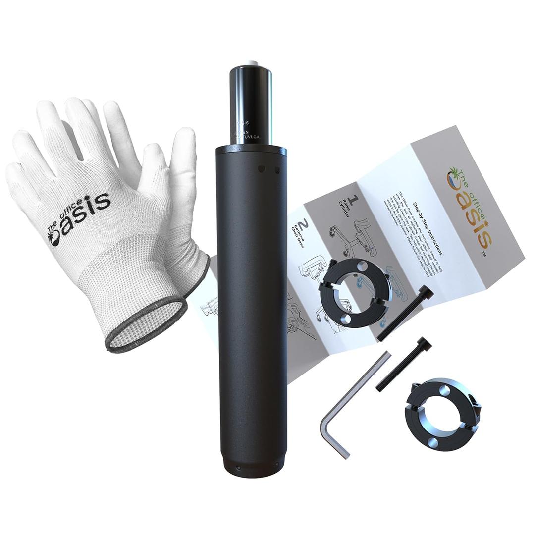 Office Chair Cylinder Replacement with Removal Tool (As Seen On PBS) - Heavy Duty Pneumatic Gas Lift Piston for Desk Chairs and Gaming Chairs - Universal Fit Black