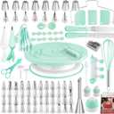 Cake Decorating Kit,137pcs Cake Decorating Supplies with Cake Turntable for Decorating,Pastry Piping Bag,Russian Piping Tips Baking Tools, Cake Baking Supplies for Beginners(Green)