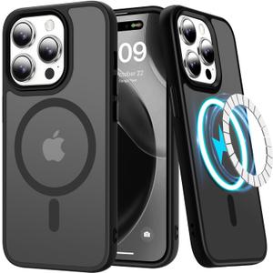 LUMARKE Strong Magnetic for iPhone 12 Pro Max Case Translucent Matte - Military-Grade Drop Tested - Slim Fit Shockproof Protective Phone Cover 6.7 for Women Girls - Black