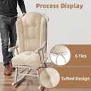 Wingback Rocking Chair Cushion - Small 17"x17" Seat & 26.7"x22.2" Back, for Indoor Rockers, Glider & Adirondack Chair Cushions, High-Density Sponge, Comfort Chenille with Ties (Ivory, 2-Piece)
