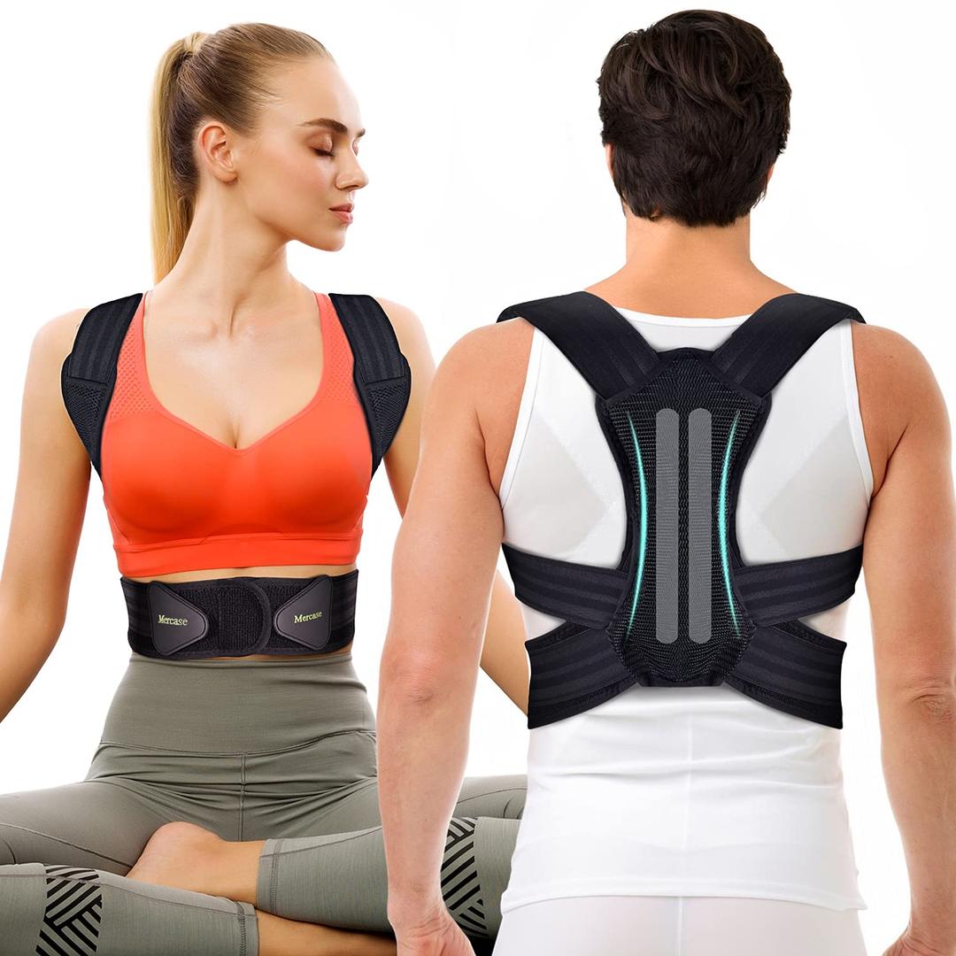 Mercase Professional Posture Corrector for Women and Men - Back Brace to Stop Slouching, Adjustable Full Back Support, Improve Spine Alignment & Stand Taller, Large(32-39)