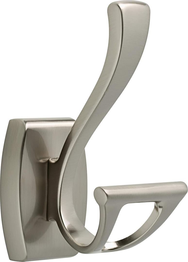 DELTA Dansant Towel Hook, Robe Hook Satin Nickel Towel Holder for Bathroom, Bathroom Accessories, 135241 2.4 x 2.9 x 4.8 Inches (SpotShield Brushed Nickel)