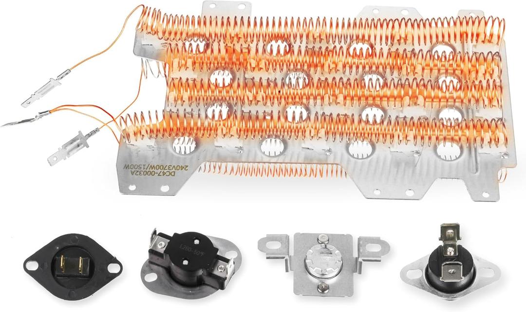 [2026 Upgraded] BlueStars DC47-00032A Dryer Heating Element Kit - Includes DC47-00018A, DC96-00887A, DC47-00016A, DC32-00007A for 3-Wire Samsung DVE52M8650V/A3 DVE54R7600C/A3 DVE45R6300C/A3