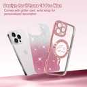 ZIYE Magnetic Case for iPhone 16 Pro Max 6.9" [Compatible with MagSafe] Glitter Bling Luxury Hearts Design Cover for Women Girly, Soft TPU Shockproof Protective Case for 16 ProMax 5G 2024, Pink