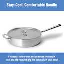 Misen 5-Ply Stainless Steel Sauté Pan with Lid - Versatile, Durable, Dishwasher and Oven Safe - Even Heating, Ergonoic Stay-Cool Handle - For Searing, Braising, and More - 3 QT