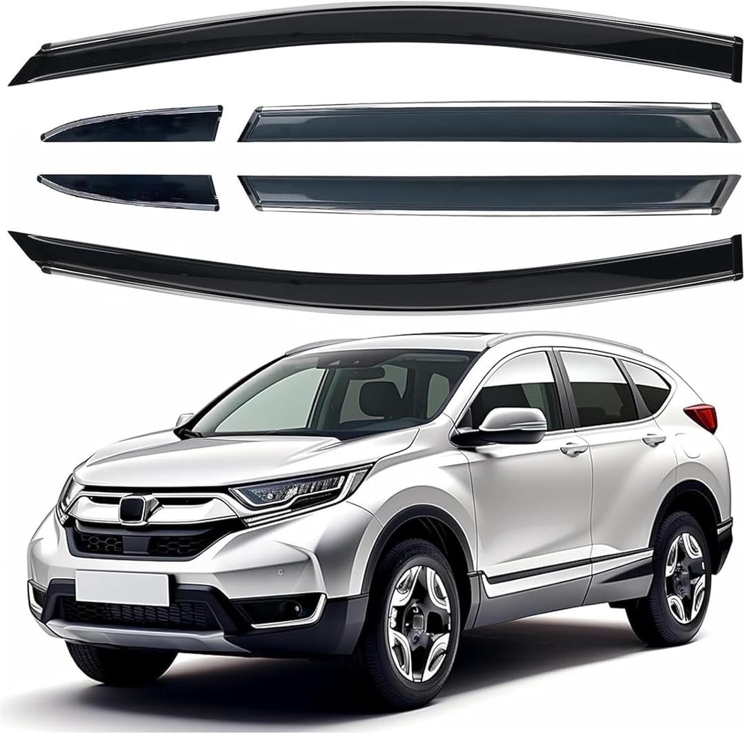Shatterproof Out-Channel Window Deflectors for Honda CR-V (CRV) 2017-2022, Rain Guards Window Visors for Cars Vent Deflector Car Accessories (for CRV 17-22 6-PCS Chrome)