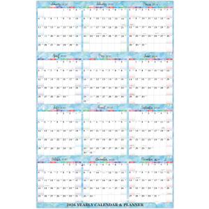 2026 Yearly Wall Calendar - 2026 Calendar (Jan 2026 - Dec 2026), 34.7" x 22.9" Open Size, 2026 Wall Calendar Thick & Writable Paper, Vertical Layout with Highlighted Holidays Design, Includes Julian Dates for Organizing Life & Work - Gradient Blue
