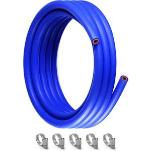 10FT ID 5/8" (16mm) Heater Hose Coolant Radiator Straight Temperature Reinforced Silicone Tubing Rupture Pressure 232 Psi With 5 Clamps 4MM Thick for Vehicle Cooling Systems (Blue)