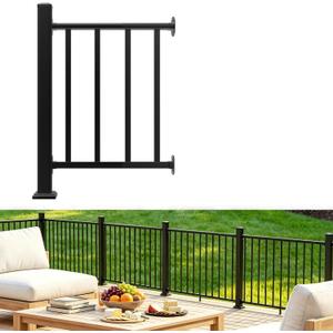 Aluminum Deck Railing Kit, Modular 36 in H. x 3Ft W Stair Railing Kit for Outdoor Steps,Heavy Duty Balustrade System for Deck, Porch, Patio & Balcony(1 Post, 1 Panel)