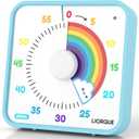 LIORQUE 60 Minute Visual Timer for Kids and Adults, Non-Ticking 7.5 Inch Large Visual Countdown Timers for Classroom Desk Countdown Clock with Magnetic Backing, Kids Pomodoro Timer Clock (Rainbow)