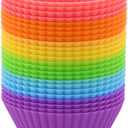 2 Inch Mini Size Silicone Baking Cups Muffin Cups, Reusable and Nonstick Mini Cupcake Liners, Chocolate Holders Truffle Cups, 24 Pack, 6 Vibrant Colors, Round