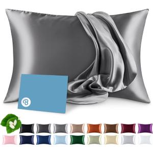 Bare Home 100% Mulberry Silk Pillowcase for Hair and Skin - Ultra Premium 6A Grade 19 Momme Silk Pillow Case - Envelope Enclosure - Breathable Cooling Pillow Cover (Standard, Grey)