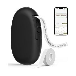 SUPVAN E10 Bluetooth Label Maker Machine with Tape, Continuous Waterproof Label, Versatile App with 35 Fonts and 1k+ Icons, Inkless Labeler for Home, Kitchen, School, Office Organization, Black