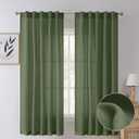 Tollpiz Sage Green Linen Cotton Curtains Back Tab Living Room Semi Sheer Curtain Pocket Neutral Boho Light Filtering Farmhouse Burlap Drapes Bedroom, 52 x 84 inches Long, 2 Panels