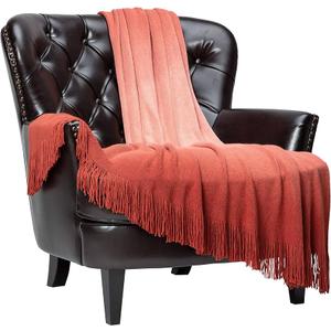 Chanasya Premium Gradual Gradient Ombre Super Soft Acrylic Throw Blanket with Tassels - Warm Cozy Lightweight Fluffy Blanket for Bed Sofa Chair Couch Bed Room Chocolate Blanket (50x65 Inches) Fudge