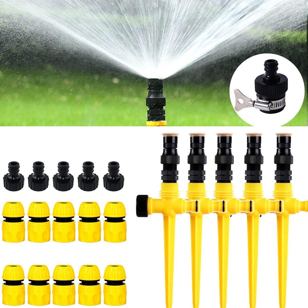 360 Rotation Auto Irrigation System Garden Lawn Sprinkler Patio, 90/180/360, Adjustable at Will for Outdoor Grass Garden Yard Lawns (5 PCS)