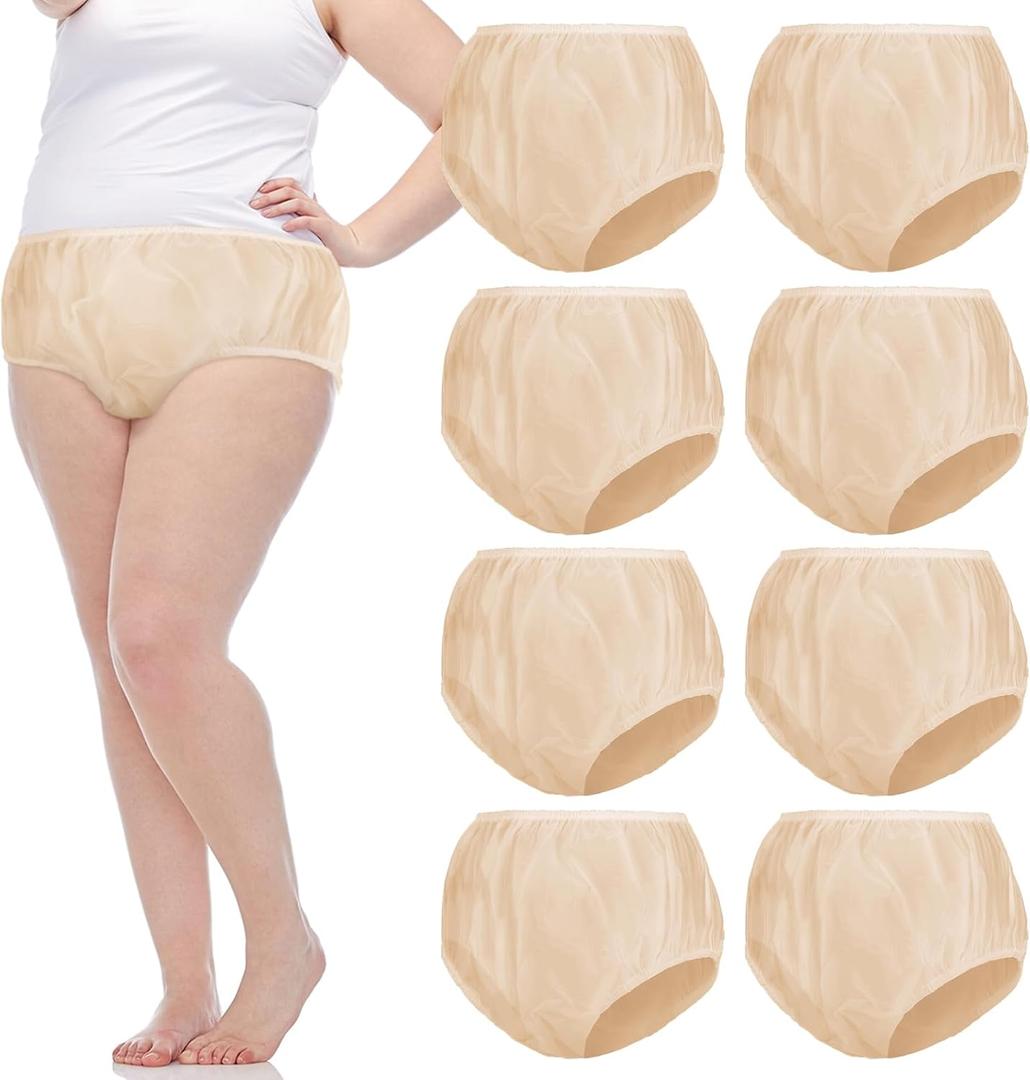 9 Pcs Waterproof Incontinence Underpants Plastic Pants Leak Proof Incontinence Underwear Adult Diaper Cover(l,Nude)
