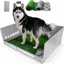 HQ4US 4LEGS Dog Litter Box High Walls Foldable with Grass Pad & Washable Pee Pad, Odor Free Artificial Grass for Dogs Potty Pad Holder Tray, Seamless, No Assembly, Waterproof, Easy Clean for Travel, X-Large for Dog＜ 38" Length