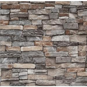 Abyssaly Grey Peel and Stick Wallpaper Simulation Stone Brick Stick on Wallpaper Thick Removable Cleanable Self-Adhesive Home Vinyl Shelf Paper Christmas Fireplace Contact Paper 23.6" x 196.8" (23.6 in X 196.8in, Gray)