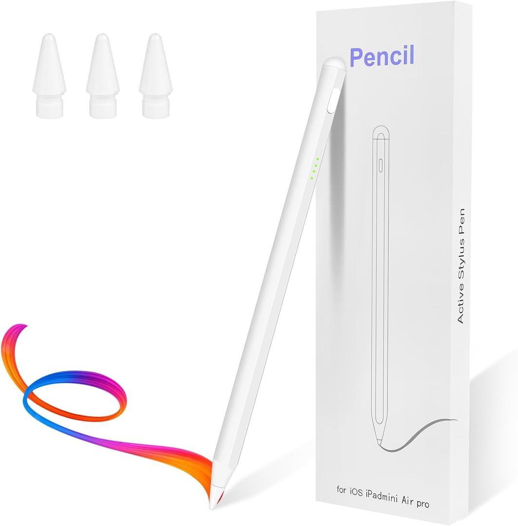 Stylus Pen for iPad Pencil 6-11th Generation(2018-2025) - 2X Fast Charge Active Pencil Compatible with Apple Pencil Pro 11"/12.9"/M4, Air 3/4/5/M2/M3,mini 5/6