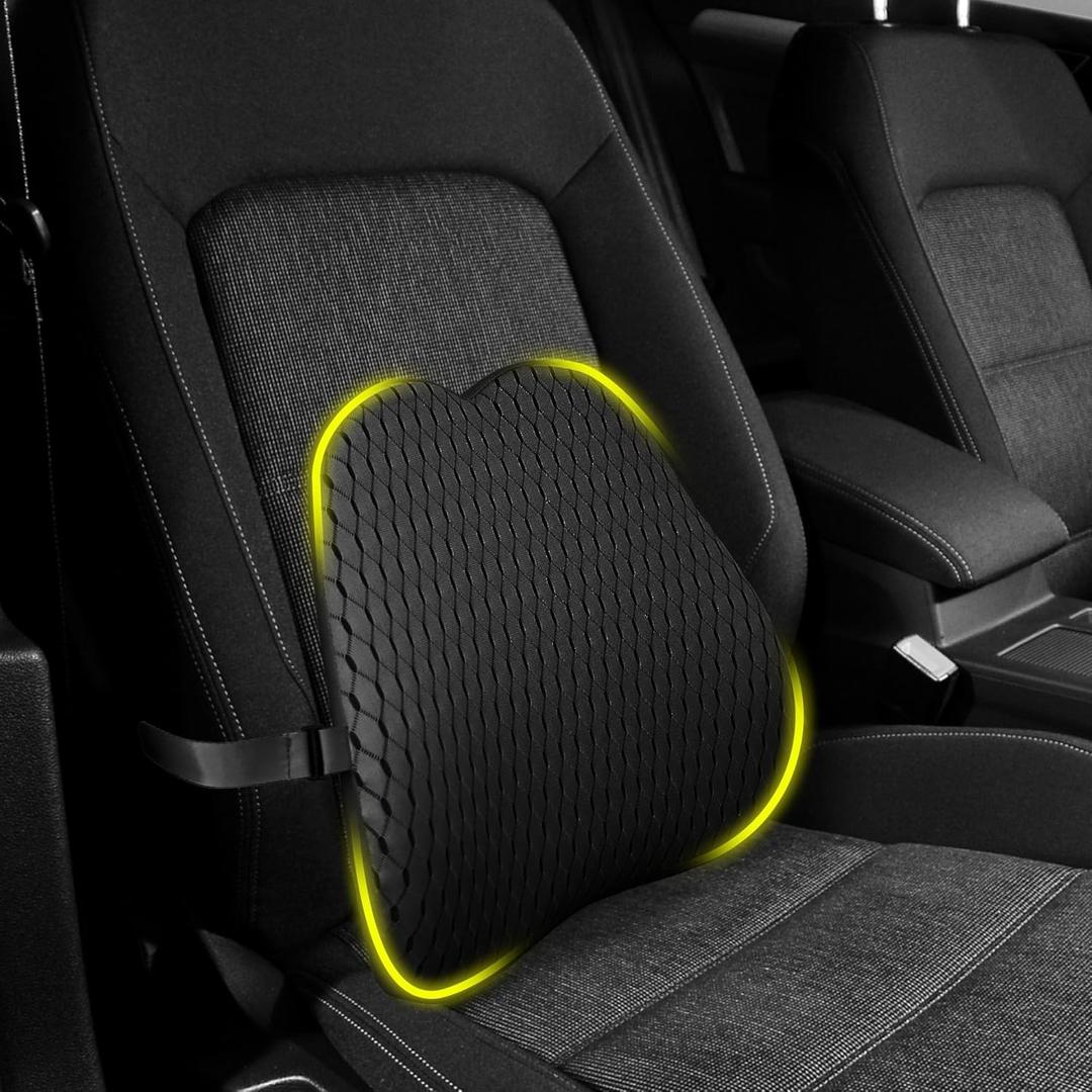 Lumbar Support Pillow for Office Chair,Memory Foam Back Lumbar Support Pillow,Relieve Back Pain,3D Breathable Fabric&Shoulder Strap Fixation,Back Support for Office Chair/Wheelchair/Car(Black)