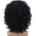karlery Mens Short Curly Black Mustache Beard Afro Wig California Rocker Disco Halloween Cosplay Anime Costume Party Wig (Black)
