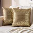 JELLYMONI Sparkling Decorative Pillow Covers Set of 2, Gold Glitter Throw Pillows Cover 18 x 18 Inch for Living Room Bed Sofa Couch, Morden Home Luxury Decor(18x18in,Gold Brown)