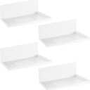 Therwen 4 Pack Magnetic Pegboard Shelves Wall Organizer Metal Pegboard Shelf Steel Tray Accessories Organizing Tools for Craft Home Kitchen(12 x 4.8 x 3.6 Inches,White)