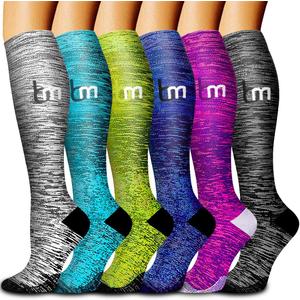 Bluemaple 6 Pack Copper Compression Socks for Women and Men Circulation-Best Support for Medical, Running,Nursing,Athletic (Small-Medium)