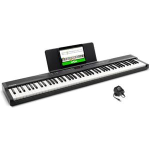 Alesis 88 Key Keyboard Piano with 480 Sounds, Speakers, USB MIDI, Sheet Music Tablet Rest, Power Adapter and Piano Lessons for Beginners