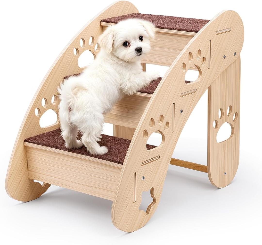 Wooden Dog Stairs, 3 Step, Non-Slip