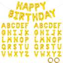 65 Pcs Gold Happy Birthday Balloons and 2 Sets A-Z Letters Foil Balloons, 16 Inch Personalized Name Happy Birthday Banners for Wedding Baby Shower Anniversary Party Decorations (Gold)