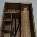 Flatware Organizers Paper Plate Dispenser with Handles, Paper Plate Holder for Kitchen Counter, Wood Rustic Silverware Utensil Caddy, Brown