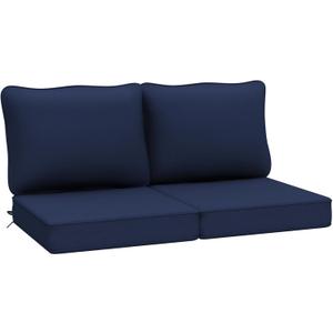 AAAAAcessories Outdoor Deep Seat Cushions, Waterproof, Fade-Resistant Patio Furniture Replacement Cushions, 24" x 24" x 5", Set of 2, Blue (24x24-19'' Mid Back-2 Count)