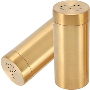 2Pcs Gold Spice Jars, Stainless Steel Spice Containers Seasoning Shaker Bottle with Shaker Lids, Sugar Salt Spice Pepper Seasoning Bottle Dispenser Spice Jars